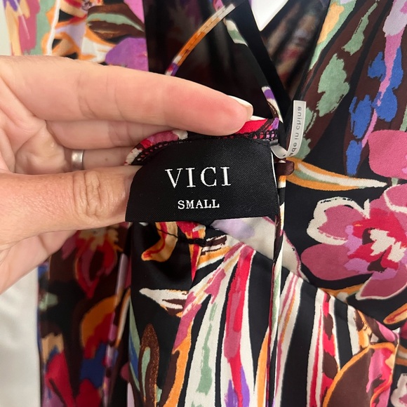 Vici Satin Pleated Wrap Midi Dress - Picture 5 of 8
